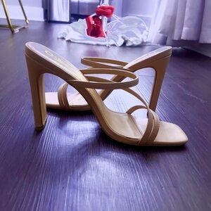 strappy nude PU open heel sandal 👡